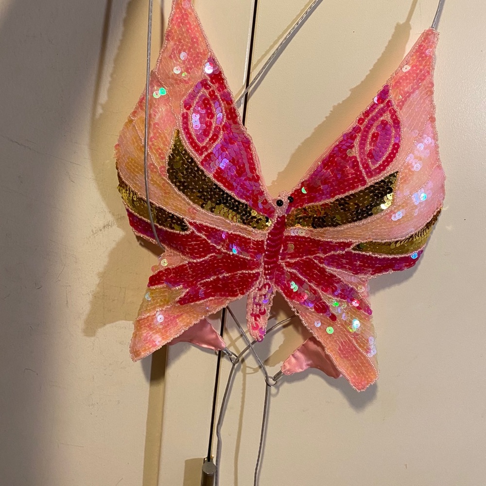 Butterfly embroidered top